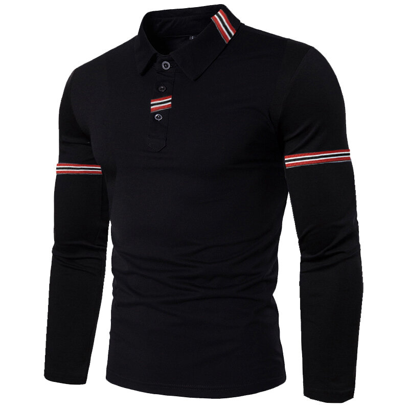 HDDHDHH Brand Lapel Long Sleeve Polo Shirt Men's Slim T-shirt Solid Color Loose Trend Top