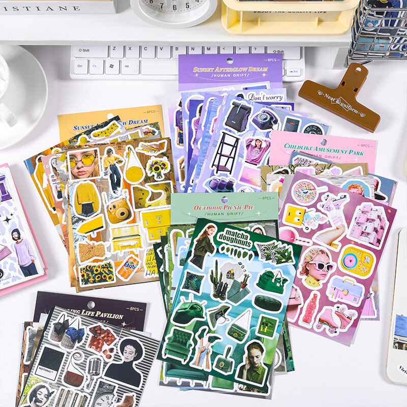 6Packs/Lot Human Drift Serie Retro Creatieve Decoratie Diy Label Sticker