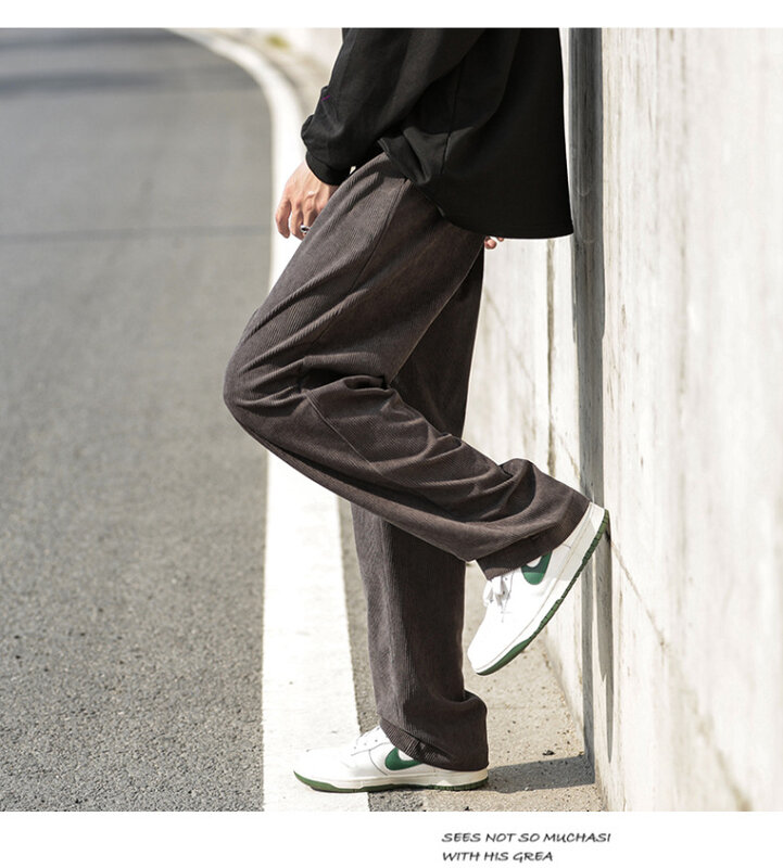 Брюки мужские вельветовые повседневные, свободные прямые спортивные штаны с эластичным поясом, модная уличная одежда, спортивные джоггеры, весна