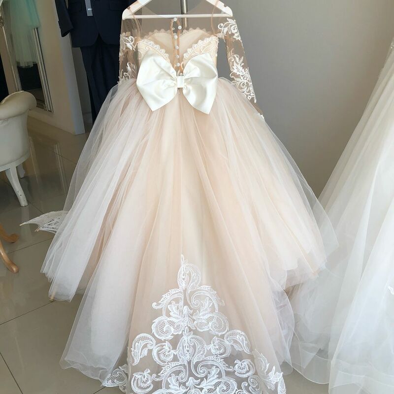 Tiulowa długa kwiatowa sukienki dla dziewczynek koronkowa księżniczka dziecko wesele suknia bez rękawów pierwsza komunia balowa suknia dla dzieci
