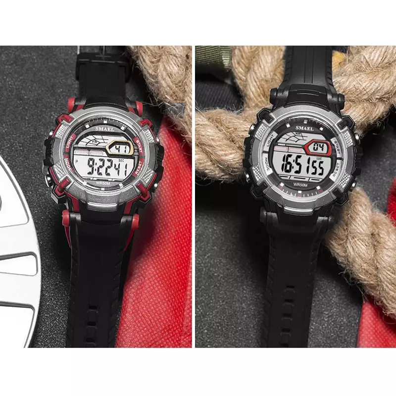 SMAEL-Relógio esportivo impermeável masculino com alarme de contagem regressiva, relógios de pulso digitais, relógio masculino, moda ao ar livre, masculino