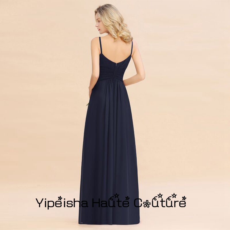 Yipeisha-끈이 없는 신부 들러리 드레스, 2022 칼집 다크 네이비 민소매 웨딩 파티 가운, 스파게티 스트랩, 여성 드레스, 여름