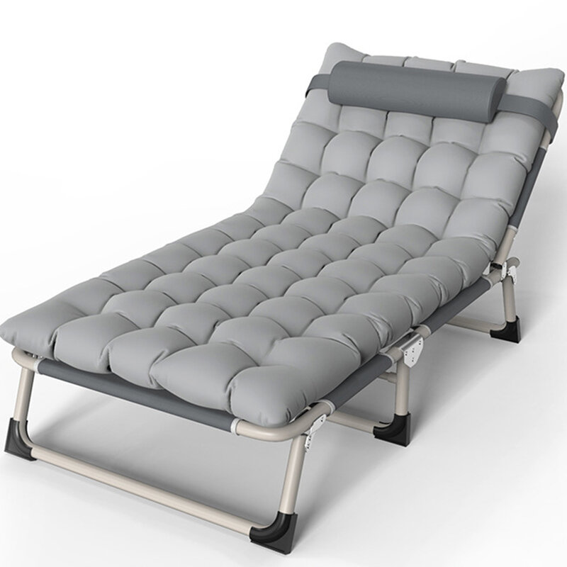 Kursi Luar Ruangan Peralatan Berkemah Tempat Tidur Portabel Kursi Tidur Lipat Dapat Disesuaikan 4 Posisi Kursi Malas Berjemur