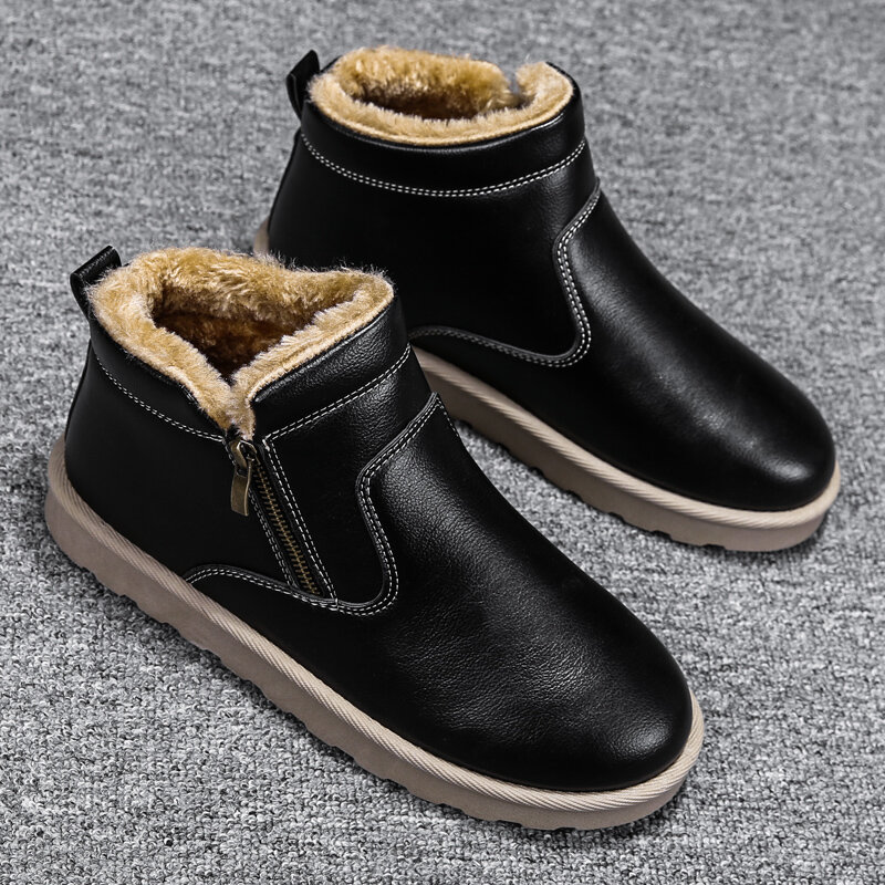 Damyuan New Arrivals Casual Leather shoes For Men Waterproof Sneakers Zipper Plush Warm Winter Shoes Ankle Boots Male Footwear