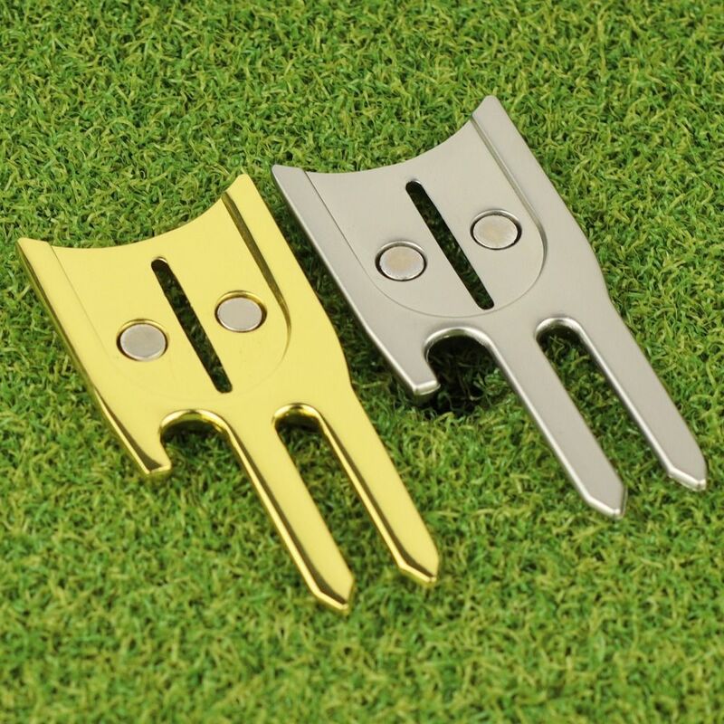 Aim 6 in 1 Divot Tool Magnetic Zinc Alloy Golf Ball Fork Ultra-Light Multi-functional Golf Divot Repair Tool Bottle Cap Opener