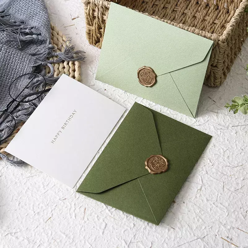 Amplop 300g penyimpanan kartu pos bisnis 20 buah/lot kotak hadiah kertas hijau undangan pernikahan perlengkapan pesan 16x12cm tas untuk