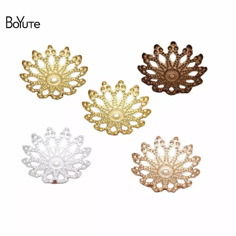BoYuTe-Brass Stamping Filigrana Flower Bead Caps, DIY Handmade Materiais, Jóias Acessórios Fornecedor, 16mm, 200 Pcs por lote