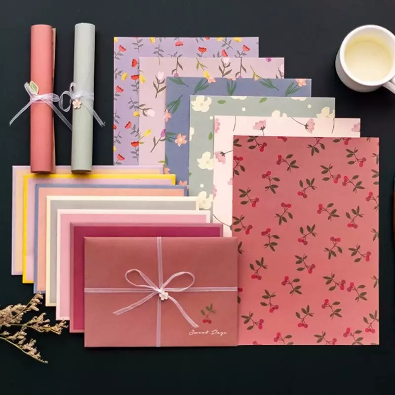 12 teil/satz ins Blumen umschläge kawaii Brief blöcke DIY Hochzeits feier Einladungen Karten Umschläge mit Aufklebern koreanisches Briefpapier