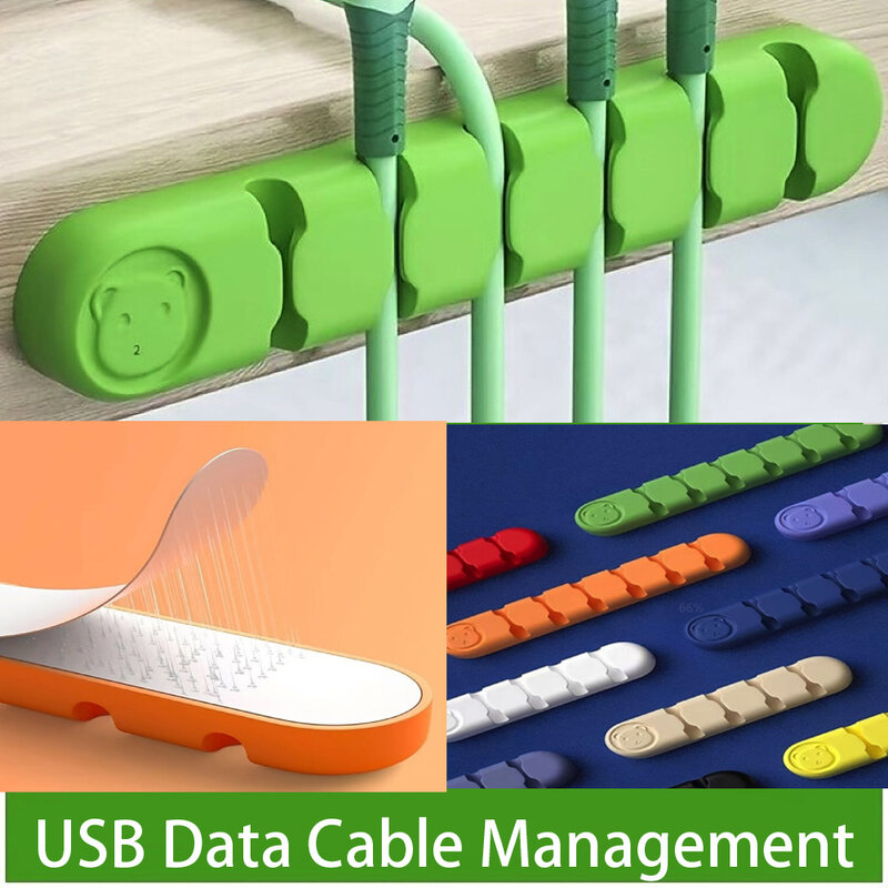 Silicone USB Data Cable Organizer, Desktop Management, Clips para Mouse, Fone de ouvido, Suporte do fio do carro