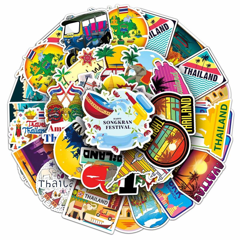 10/30/50 Stuks Thailand Reislandschap Cartoon Stickers Diy Laptop Bagage Skateboard Graffiti Stickers Leuk Voor Kind Cadeau