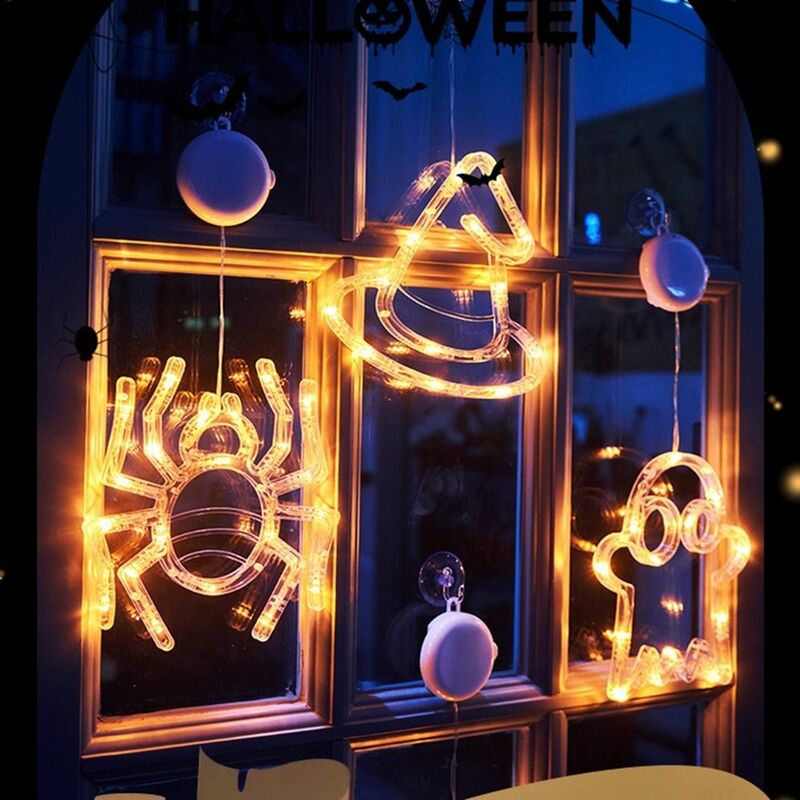 Cangkir hisap LED cahaya sekitar hangat putih cangkir hisap lampu tahan air tali lampu untuk Halloween rumah