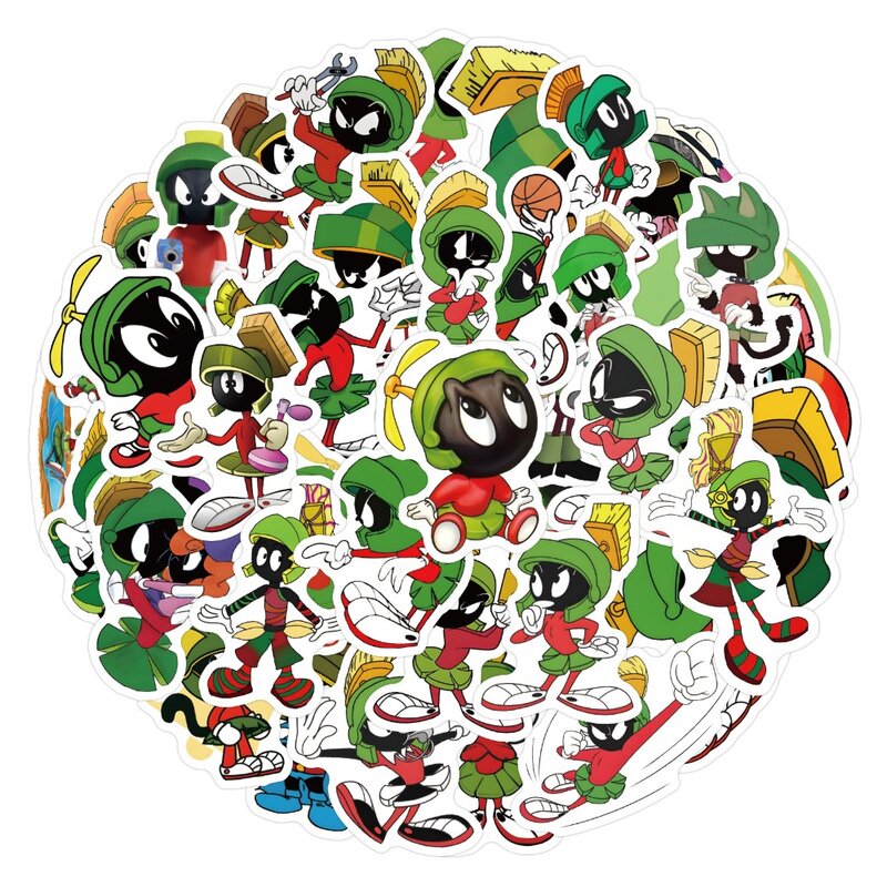 55Pcs Marvin the Martian Stickers Vinyl Waterproof Funny Cats Decals for Water Bottle Laptop Skateboard Scrapbook Luggage Toys