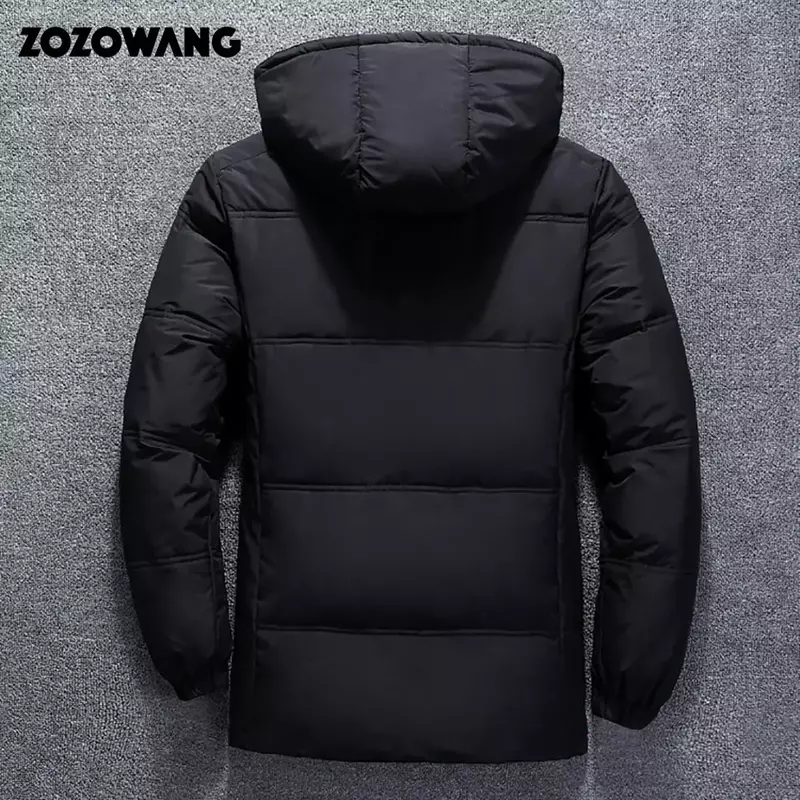 ZOZOWANG 고품질 화이트 오리 두꺼운 재킷 남자 코트 스노우 파카스 남성 따뜻한 후드 의류 겨울 남자 다운 재킷 윈드 브레이커 3XL 4XL 아우터웨어 블랙 레드