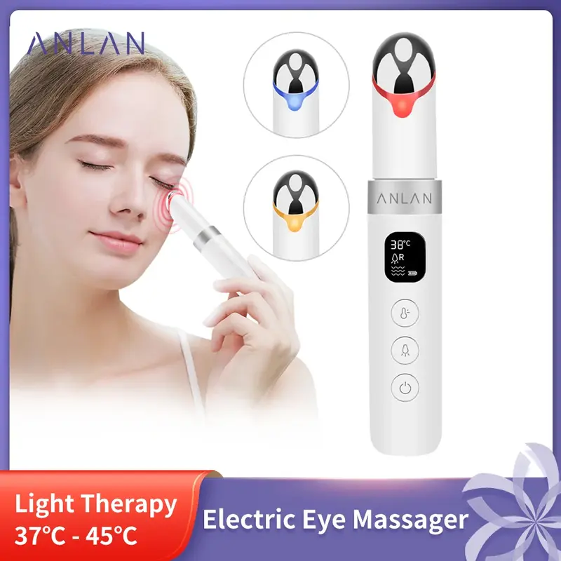 ANLAN-masajeador de ojos eléctrico, masajeador de ojos antiedad, antiarrugas, eliminación de ojeras, masaje de termoterapia portátil para el cuidado de los ojos
