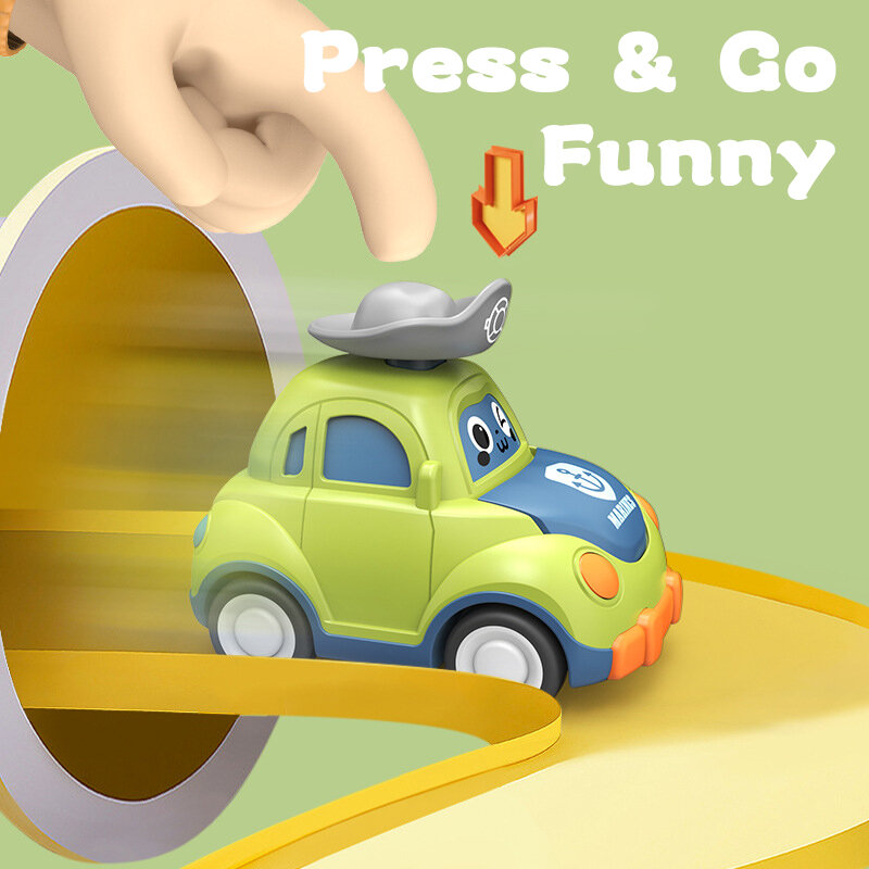 Baby Cartoon Toy Car Mini Press Go Vehicles Inertia Pull Back Cars Montessori Early Education Crawling Toys for Toddlers Boys