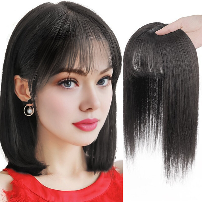 Synthetic  Hair Toppers Women Topper 9*12cm  Natural Straight Hair Clip In Wigs  For Women Hairpiece With bangs