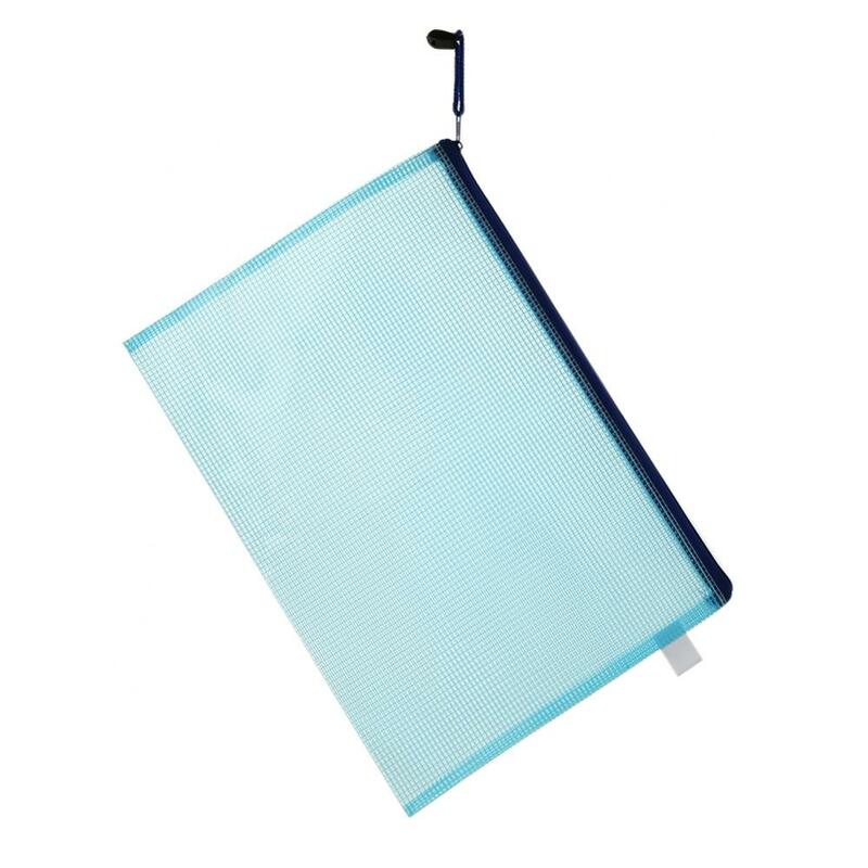 Bolsa de plástico con cremallera para almacenamiento de archivos, carpeta protectora de documentos, papelería escolar, bolsa de malla con cremallera, resistente al agua