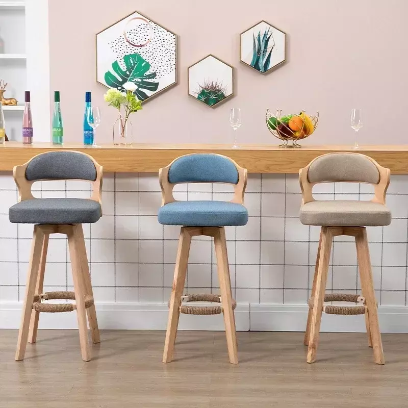 Ee1002 benutzer definierte leichte Luxus Bar Stuhl Massivholz High Bar moderne minimalist ische drehbare Rückenlehne Tisch und Stuhl Bar Stuhl
