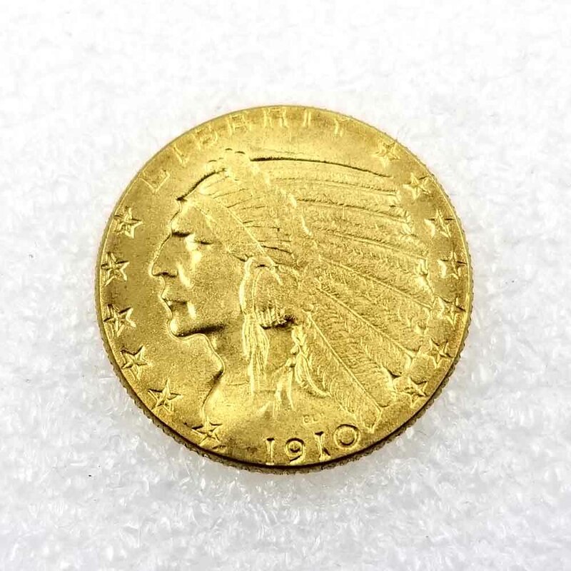 US Liberty Comemorative Pocket Coin mais Bolsa de Presente, Cinco Dólares Engraçado Casal Art Coin, Omissão de Discoteca, Boa Sorte, Luxo, 1910