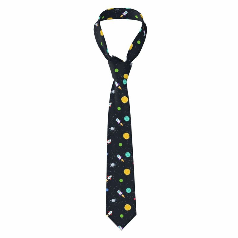 Herren Krawatte klassische dünne Raum Planeten Raumschiff Krawatten schmalen Kragen schlanke lässige Krawatte Geschenk
