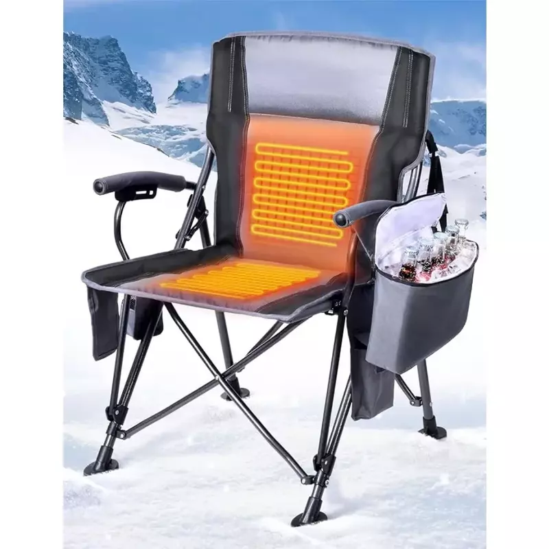 OEING Docusvect 열선 캠핑 의자, 등받이 및 좌석, 야외 스포츠용 완전 패딩 열선 접이식 의자, 여행 가방