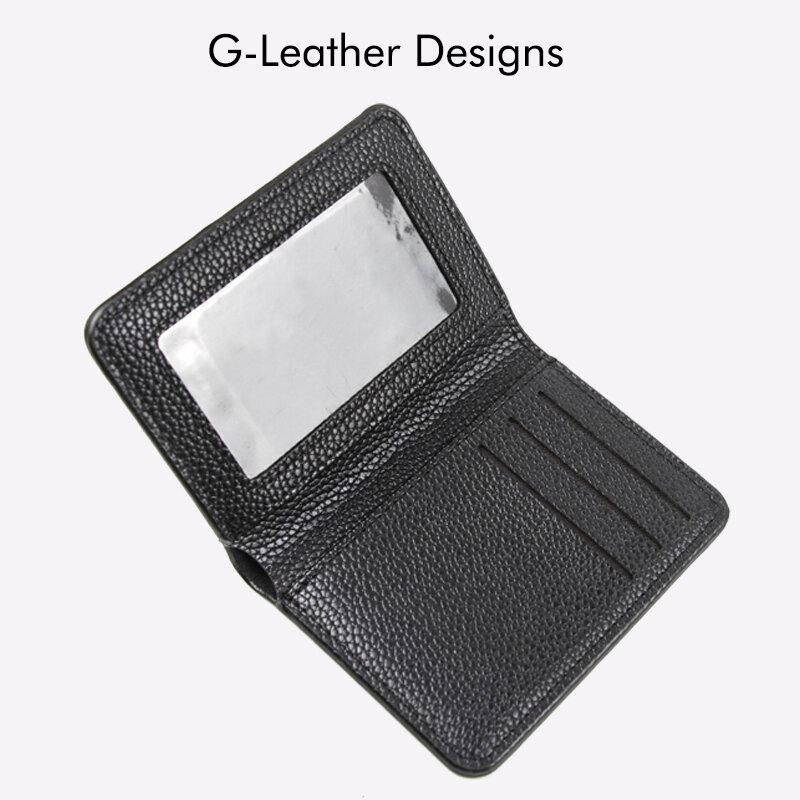 Fashion Short Wallet Card Holder Vegan Pebble Leather Credit Case Thin Black Purse With 5 Card Slots And 1 Bill Slot