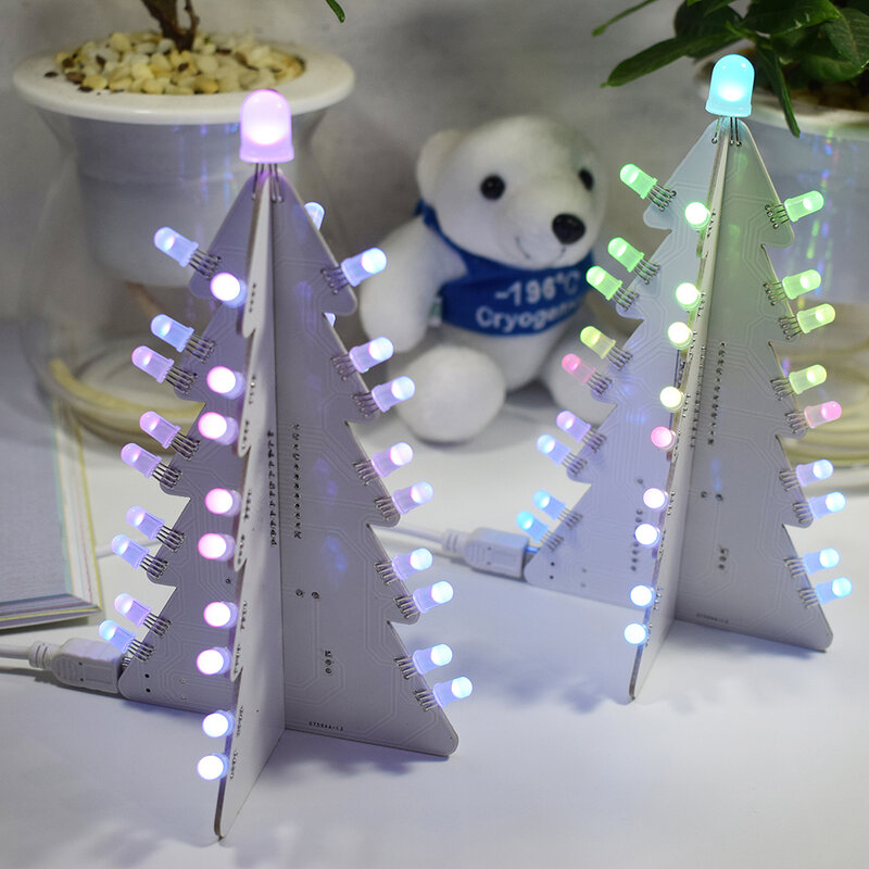 Kolorowe duże rozmiary 3D PCB Stereo choinka LED wieża zestaw do samodzielnego montażu świąteczne wakacje DIY zabawki dekoracyjne