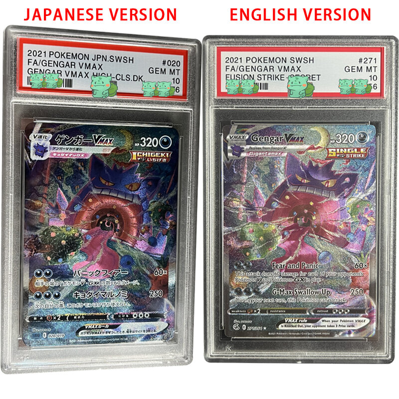 DIY PTCG PSA Rating Collection Card GENGAR VMAX  GEM MT 10Points Card Japanese American Versions Holographic Label Child Gifts