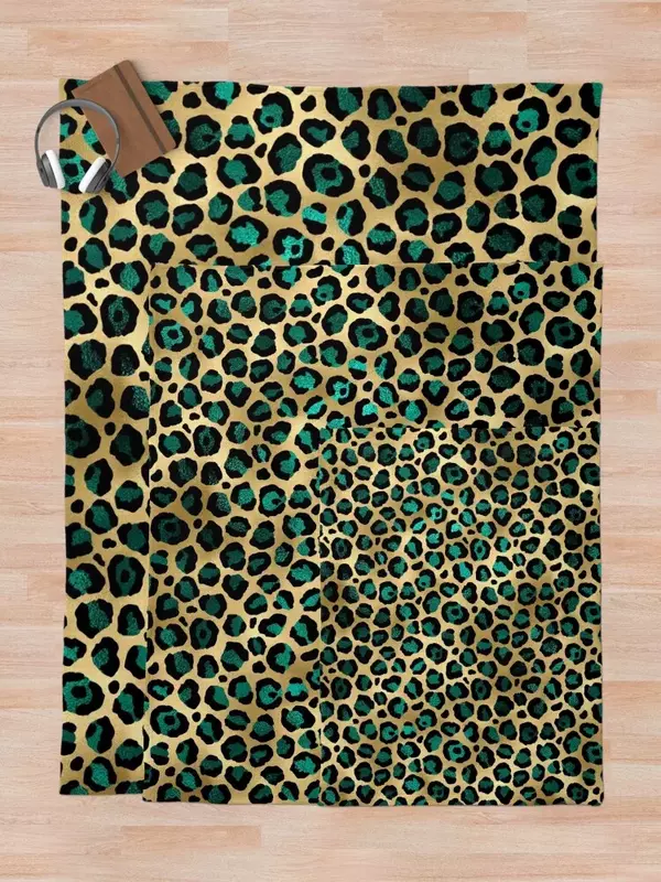 Темно-зеленое пледовое одеяло с леопардовым принтом для младенцев, дизайнерские одеяла