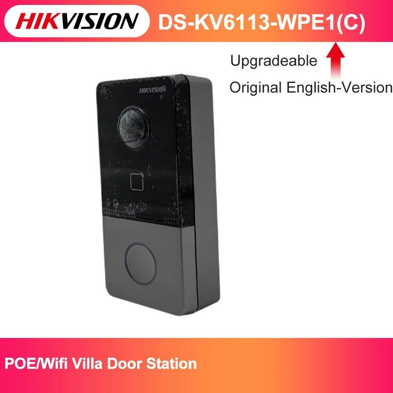 Hikvision-videoportero con cubierta para lluvia, timbre WIFI, desbloqueo, DS-KV6113-WPE1 de puerta (C)+ escudo protector