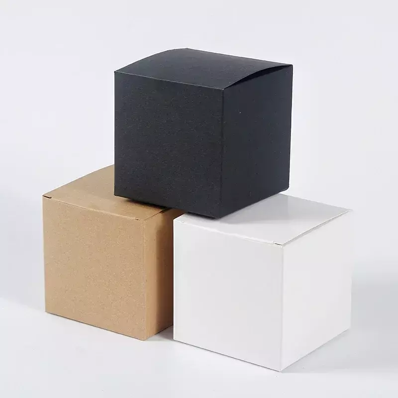 Caja de regalo de papel Kraft cuadrada de varios tamaños, embalaje plegable, negro, blanco, marrón, caja de propuesta para fiesta de cumpleaños nupcial, 20 piezas, 50 piezas
