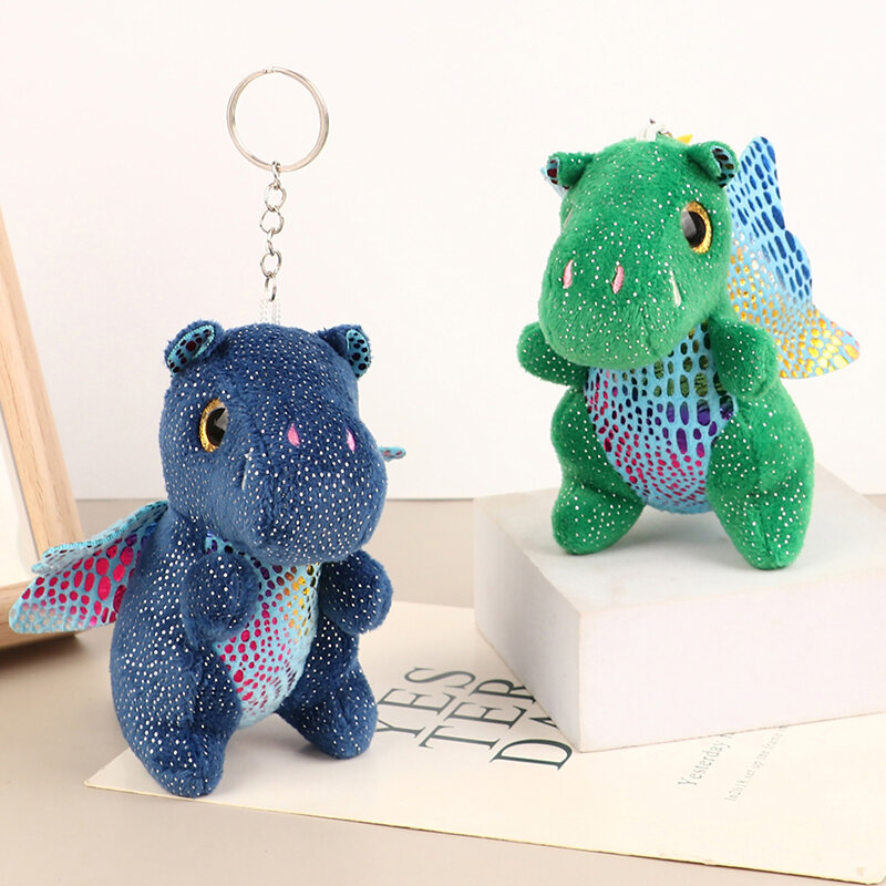 12cm Kawaii Dinosaur Plush Keychain Pendant Toy Flying Dragon Pendant Soft Stuffed Doll Keychain Backpack Bag Key Ring Gifts