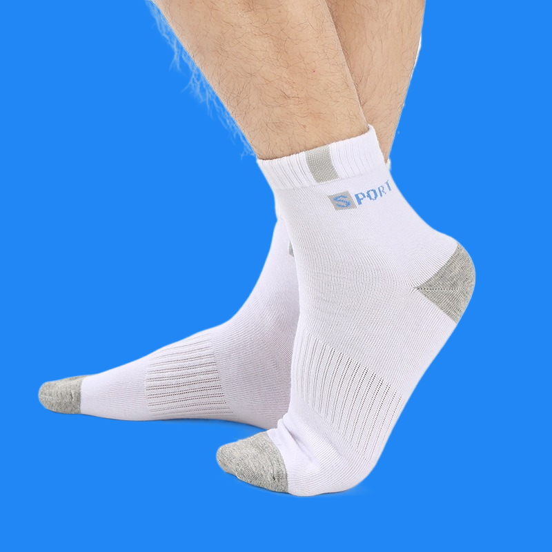 Calcetines deportivos de algodón para hombre, medias de tubo medio, transpirables, suaves, con letras, de alta elasticidad, para correr en verano, 10 pares