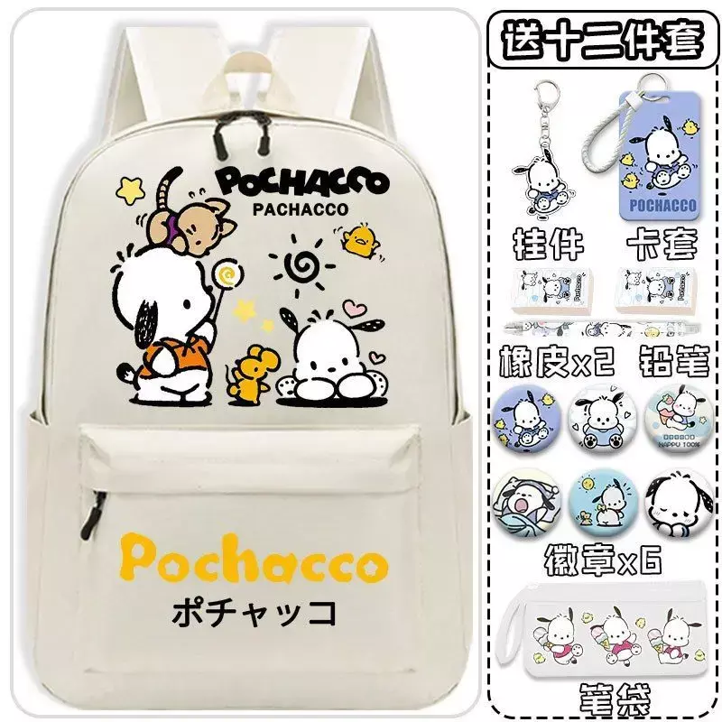Sanrio tas sekolah lucu untuk anjing, tas ransel kapasitas besar Junior tahan lama pelindung tulang belakang ringan pelajar, tas sekolah lucu Pacha New