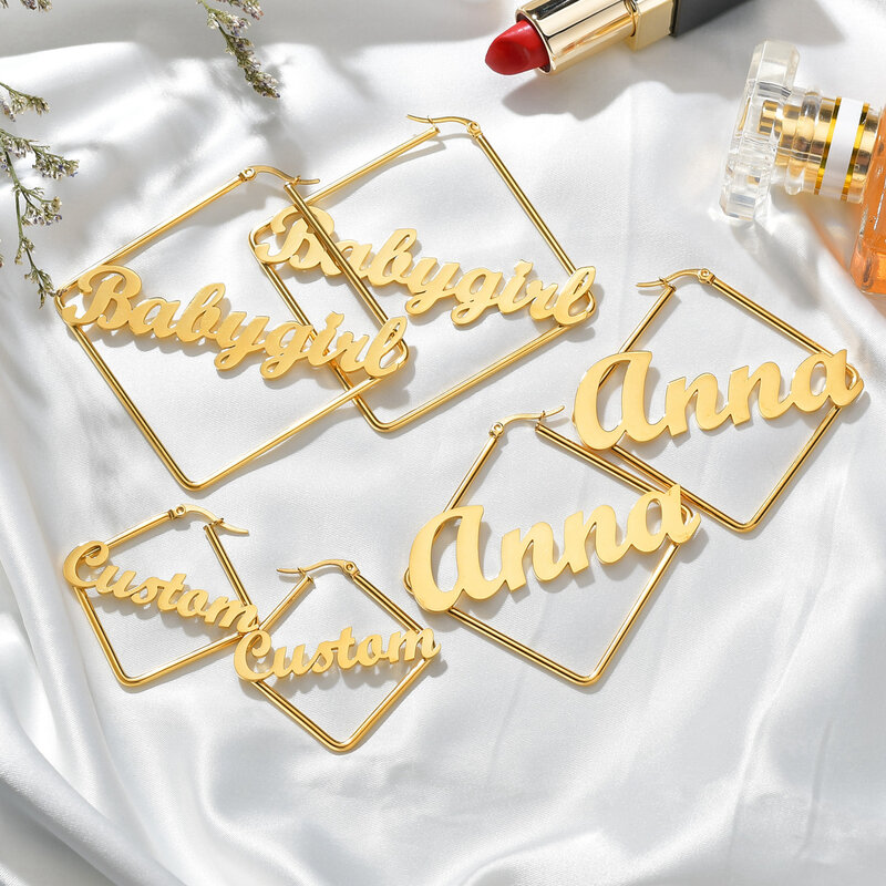 Orecchino con nome personalizzato Atoztide orecchini con stella a cuore in acciaio inossidabile personalizzati di alta qualità per regalo di gioielli per feste da donna
