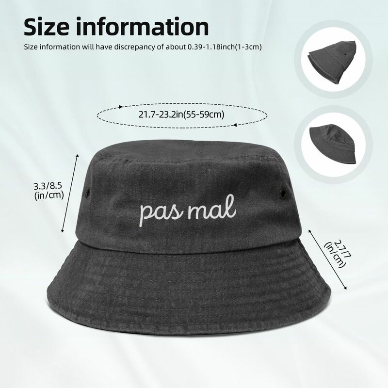 Pas Mal - Not Too Bad in French Bucket Hat Designer Hat Uv Protection Solar Hat New In The Golf Women Men's