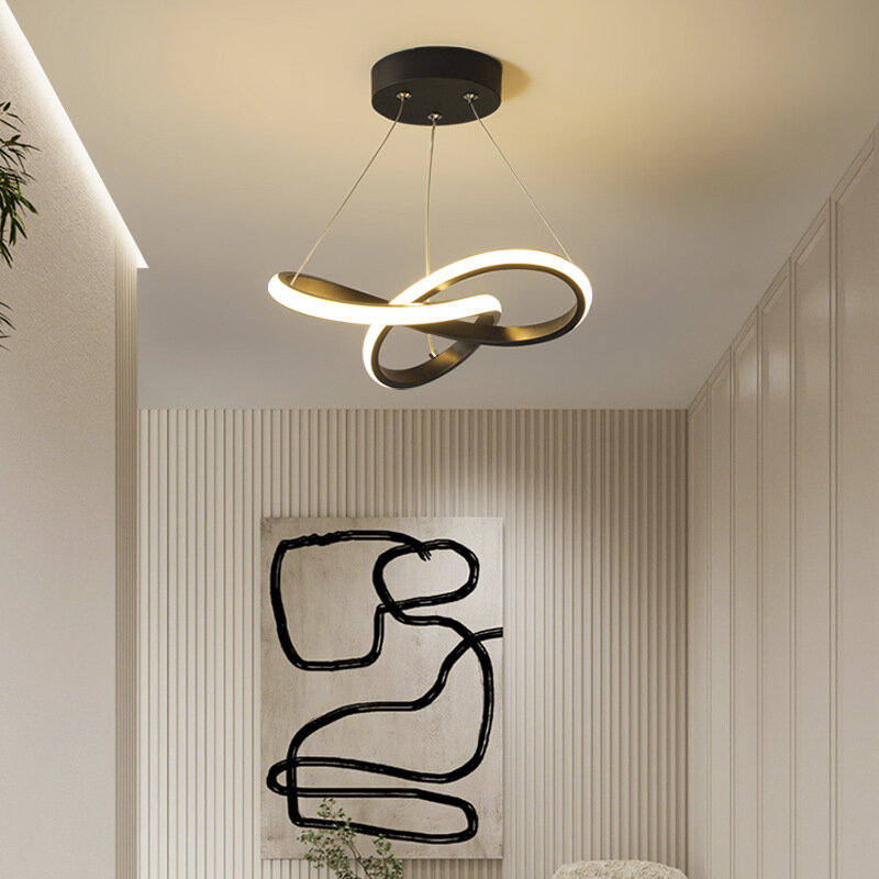 Prosty żyrandol sufitowy Led salon sypialnia gabinet żyrandol z pierścieniem balkonowym nowoczesny wystrój wnętrza domu lampy armatury