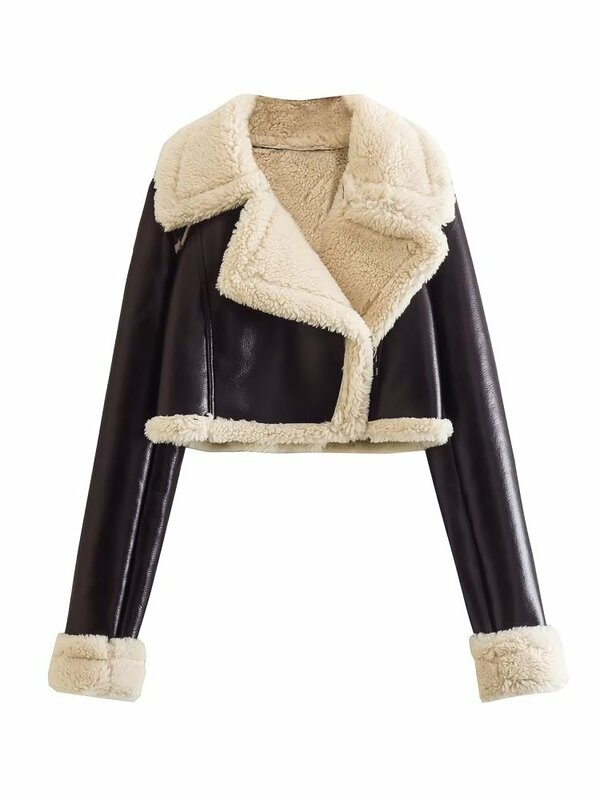 2023 autunno inverno donna spessa calda ecopelle Shearling giacca corta donna cappotto Vintage capispalla femminile Chic top