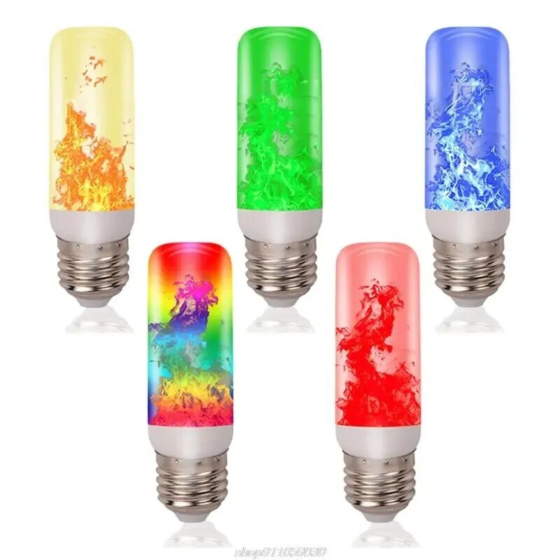 Lâmpada LED Flicker Flame, RGB Burning Effect, Luzes Atmosféricas para Quarto, Decoração de Festa de Natal, Lâmpada de Simulação, E27