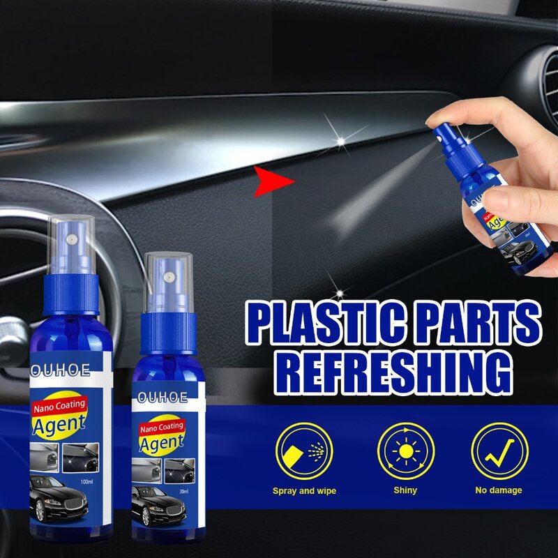 Nano Car Plastic Restoration Coating Spray, Restaurar, Agente, Remodelar, Atualizar, Exterior, Painel, Assento, Renovação Limpa