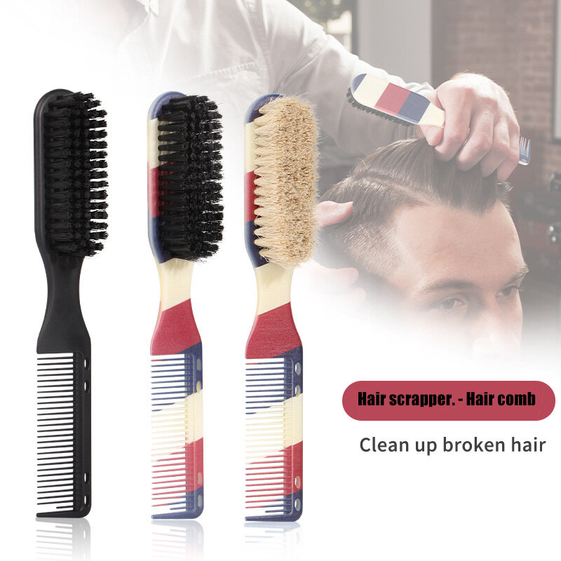 Escova de limpeza dupla face para homens, pente preto, escova pequena para barba, escova profissional para barba, escultura de barbeiro, 1pc