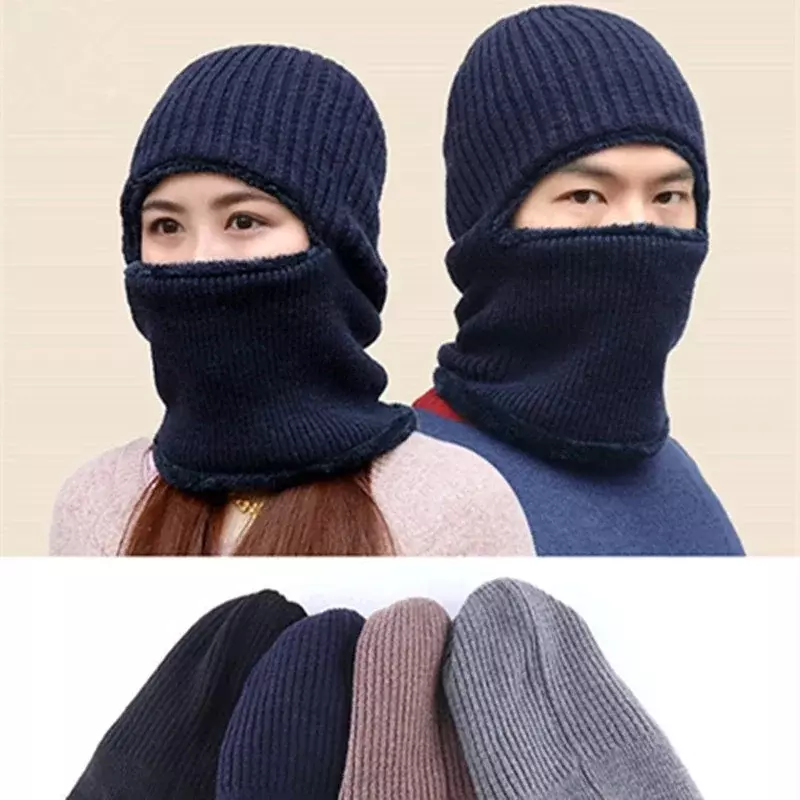 Autumn and Winter Hat Men's Hat Scarf Warm Breathable Wool Knitted Hat for Women Double Layers Protection Caps Accessories Gifts