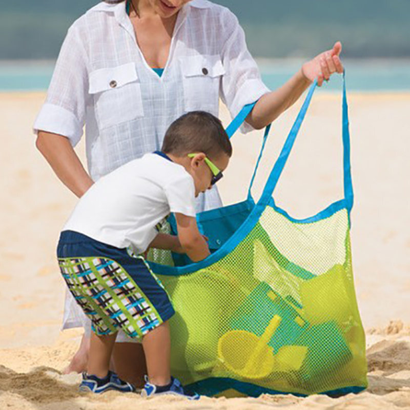 Outdoor Strand Mesh Hand Tasche Kinder Sand Weg Faltbare Protable Kind Strand Spielzeug Kleidung Taschen Spielzeug Lagerung Kleinigkeiten Veranstalter Tasche