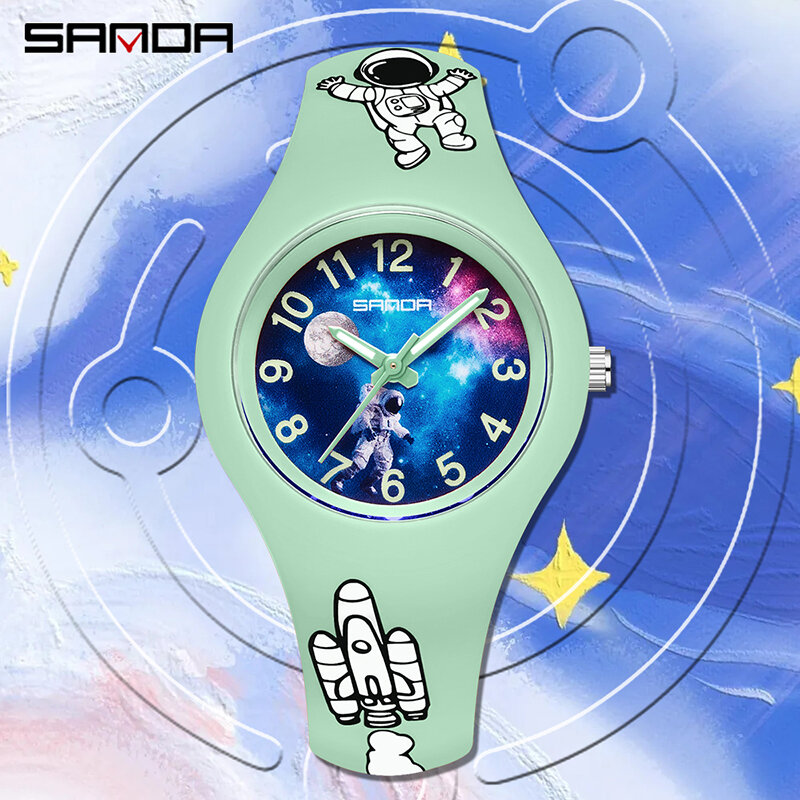 New Children's Watch Starry Sky Cartoon Student Male and Sanda 6098 Female Silicone Fashion Fluorescent Outdoor Waterproof