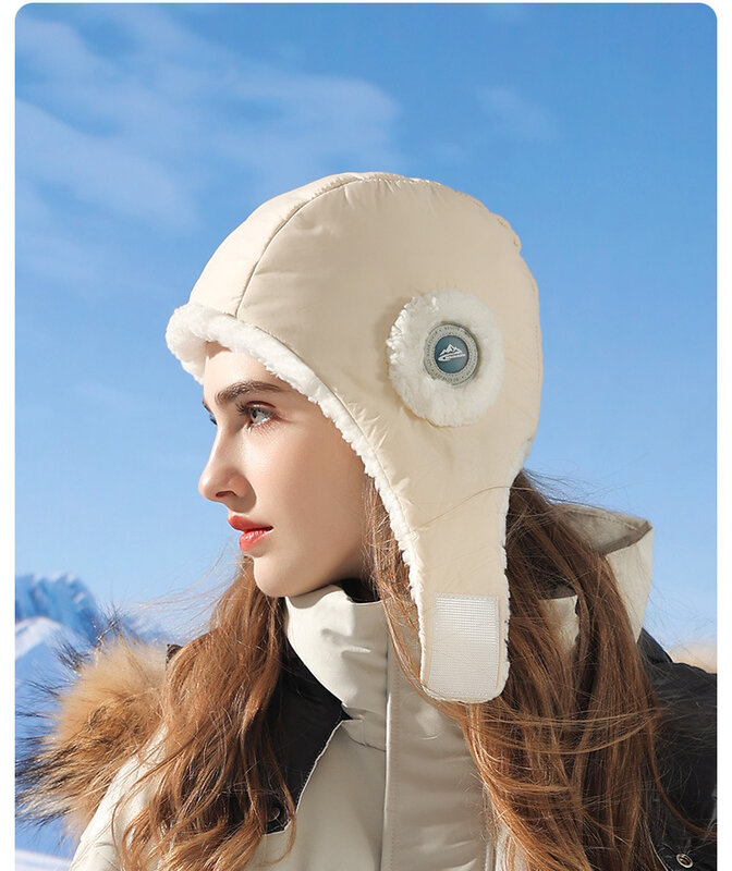 Женская шапка, зимняя пуховая хлопковая уличная Лыжная ветрозащитная Водонепроницаемая шапка для защиты ушей, модная теплая шерстяная шапка для верховой езды