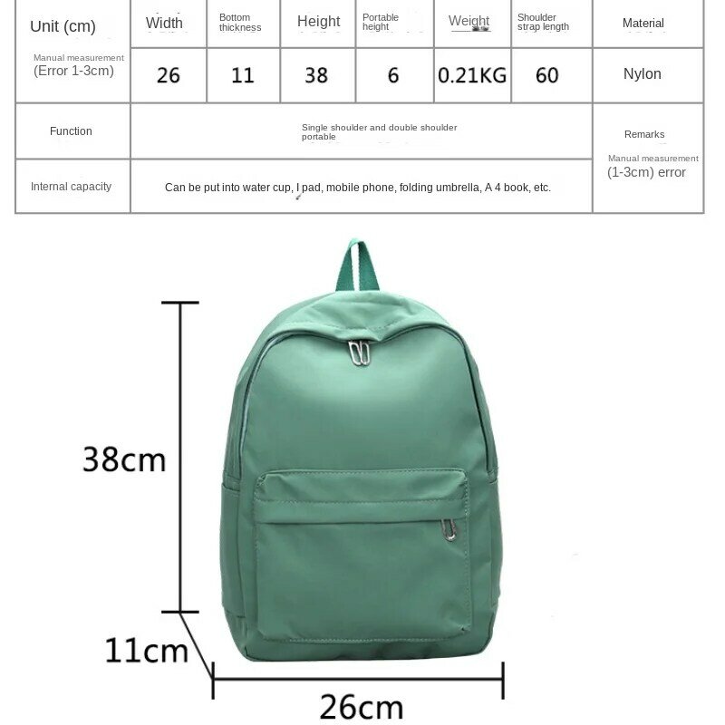 Tas punggung nilon wanita tahan air baru kualitas tinggi tas Travel ransel tas sekolah untuk remaja perempuan tas buku warna polos