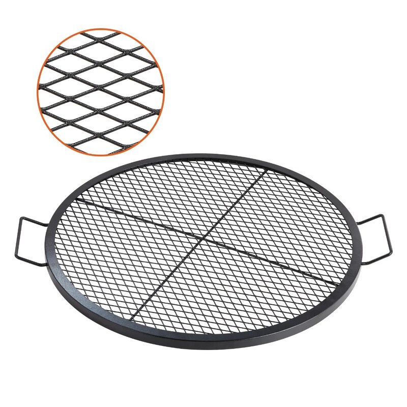30 Inch Round Cooking Grate X-Marks Heavy-Duty Steel Fire Pit Grill Grate