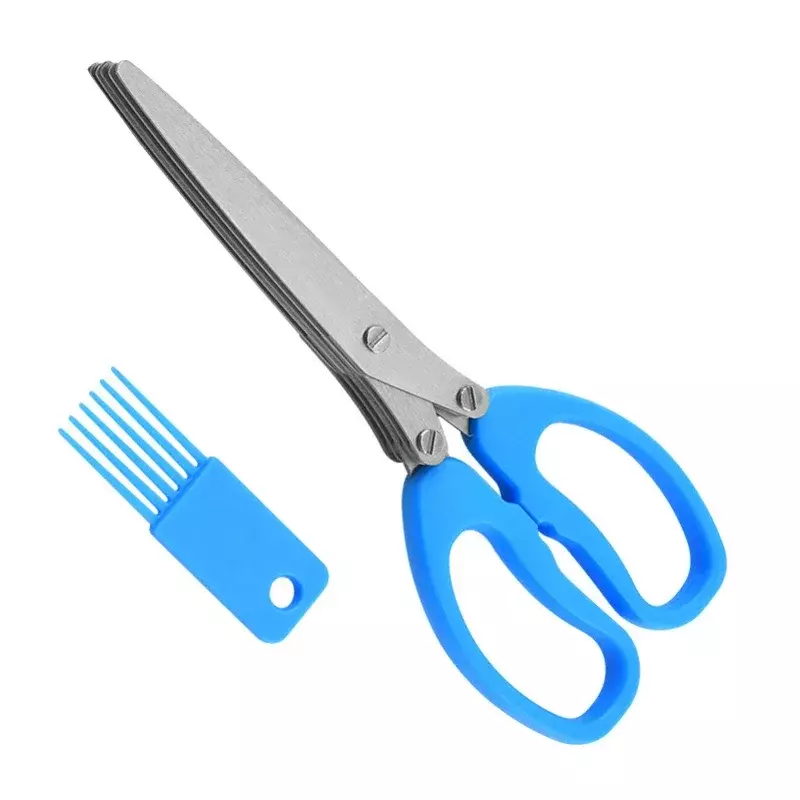 5 Blade Herb Scissors Multifunctional Multi Layers Stainless Steel Knives Kitchen Scissors Scallion Cutter Kitchen Accessories