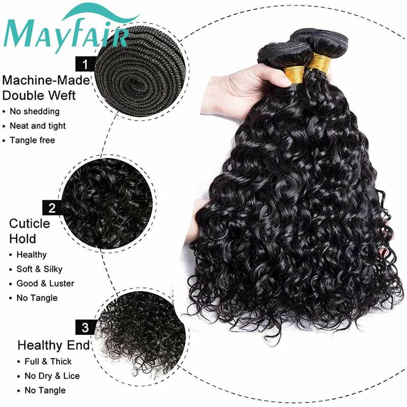 Malaio Water Wave Weave Pacotes, não transformados cabelo humano encaracolado, extensões de cabelo Remy, ofertas, 32 ", 10A