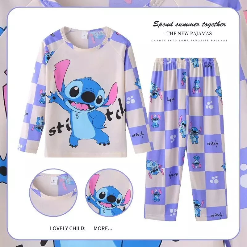 Pijamas de algodón de Disney para niños y niñas, conjuntos de ropa de dormir informal de viaje para el hogar, Otoño, nueva